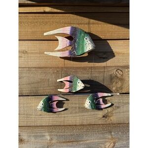 Wooden Hanging Decorative Hand Carved Hand Painted Fish Vintage‎ Jamaica